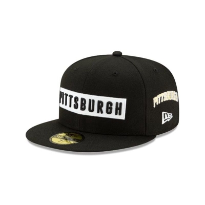 Black Pittsburgh Pirates Hat - New Era MLB Boxed Wordmark 59FIFTY Fitted Caps USA4786921